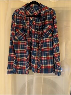 Kuhl Women's Blue & Red Plaid Flannel Shirt